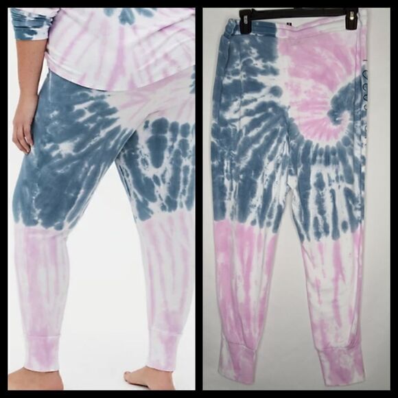 0X Large 12W Blue Purple Tiedye Sleep Pant Modal Terry Drawstring Loungewear NWT - Picture 2 of 10